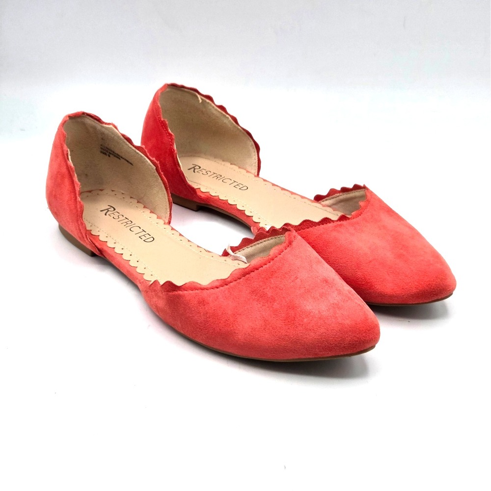 Restricted Coral  D'Orsay Flats Pointed Toe Minimalist Slip On US 8